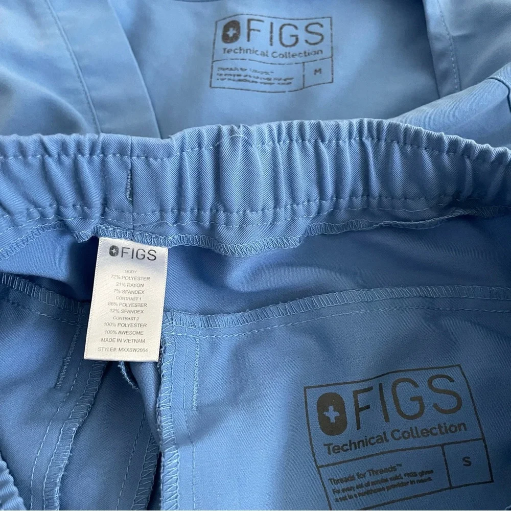 Men’s FIGS Scrub Top Medium & Pants Small Set Ceil Blue